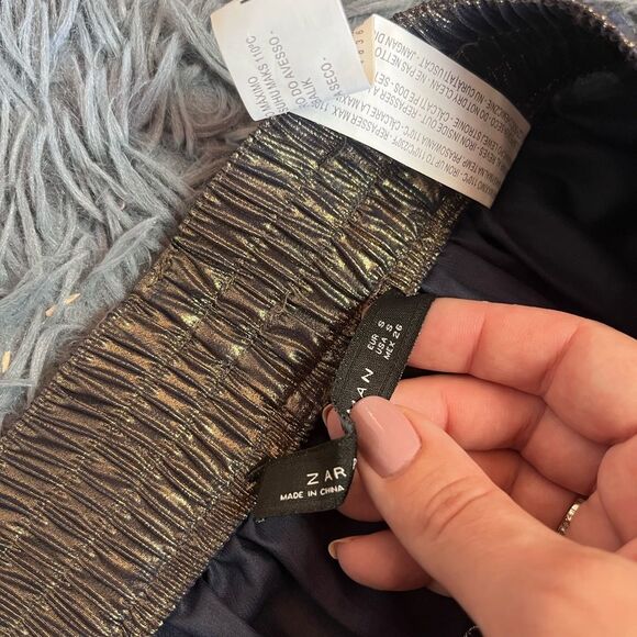 Zara Metallic Balloon Style Pull On Pants Size S - Picture 3 of 7